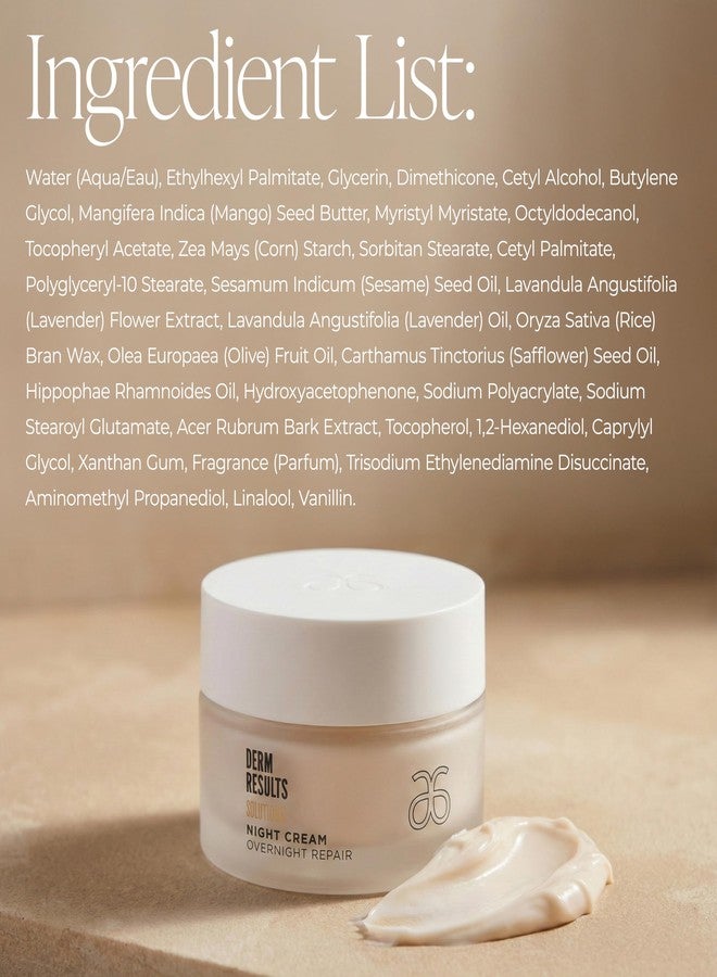 Arbonne DermResults Solutions Night Cream – Hydrating Overnight Moisturizer with Tri-Lipid Complex, Mango Butter, Vitamin E acetate, and Red Maple Bark Extract, 1.7 oz / 50 ml, by Arbonne. - Image 5